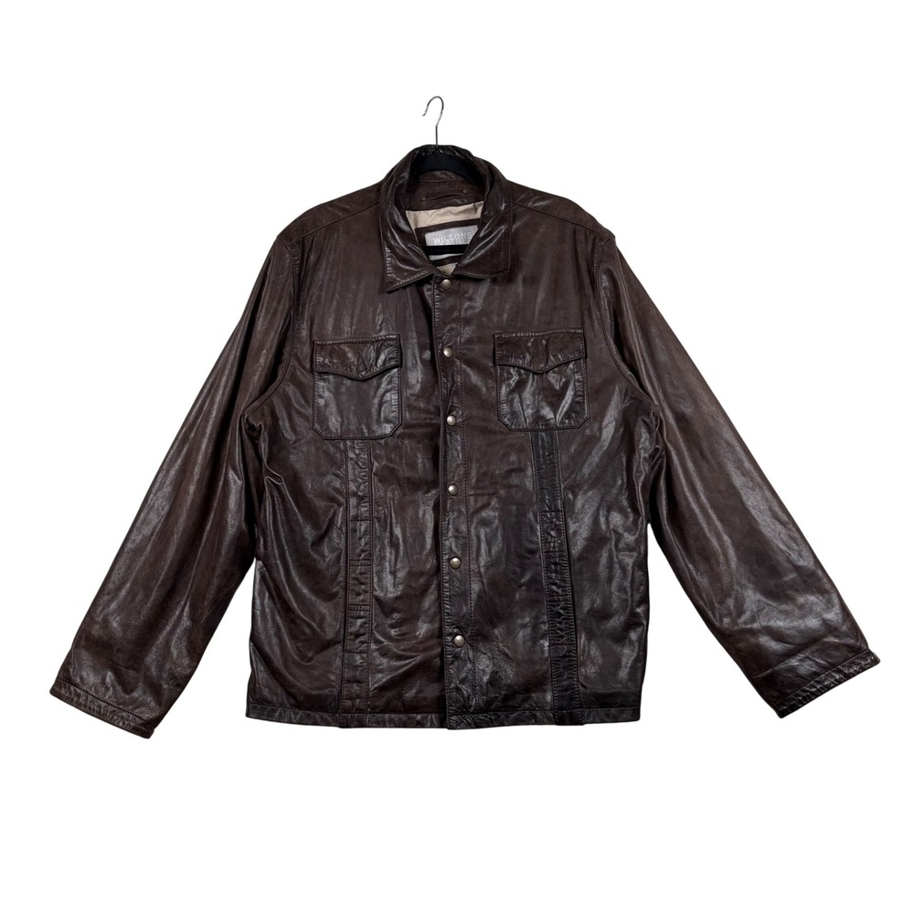 Wilsons Leather M. Julian Jacket Mens Utility Snap Front XL Brown